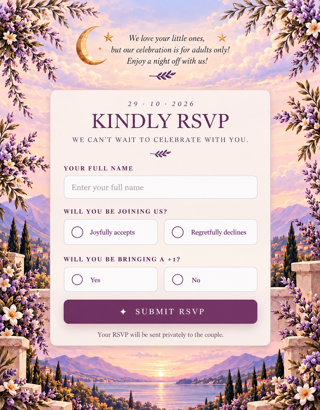 Adults only and RSVP